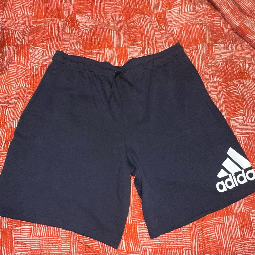 ADIDAS Navy Blue BIG LOGO Fleece GYM
Training Sweat SHORTS Mens Size